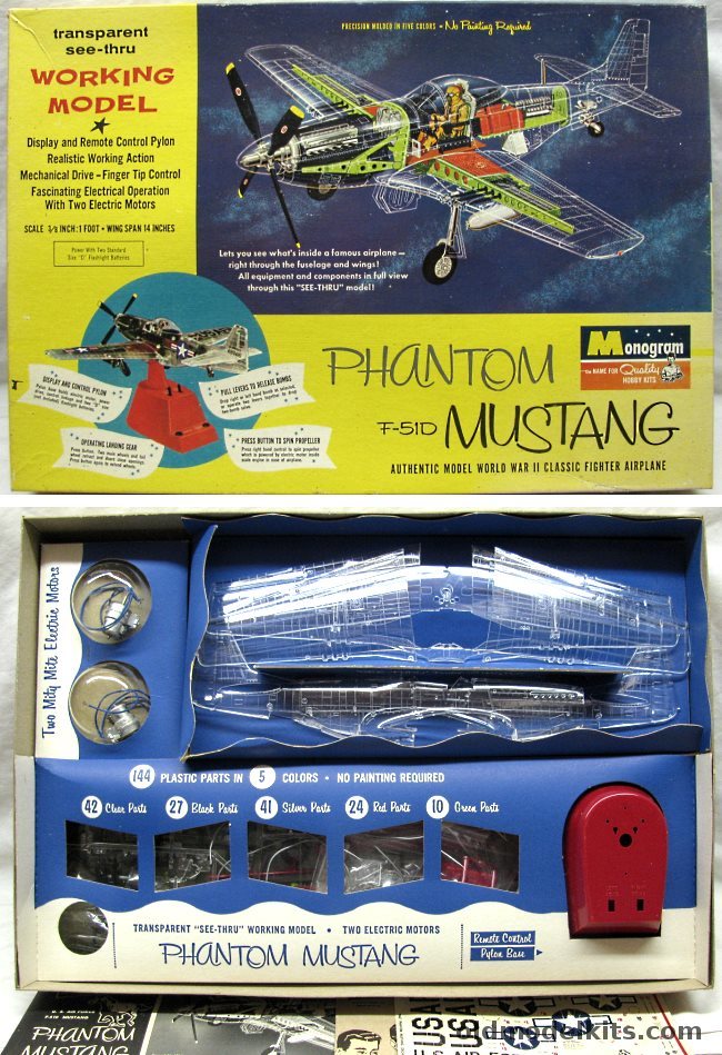 Monogram 1/32 Phantom Mustang F-51D (P-51) See-Thru Working Model, PA67-498 plastic model kit